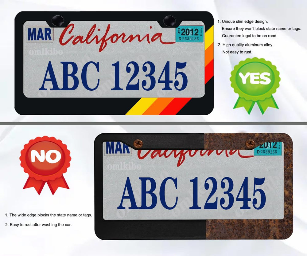 omlkibo license frame installed on a car demonstrates secure, clean plate protection.