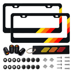 omlkibo tri-color license frame close-up shows durable aluminum finish for all-weather use.