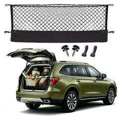 Omocyra envelope-style trunk cargo net installed in Outback for secure cargo storage.