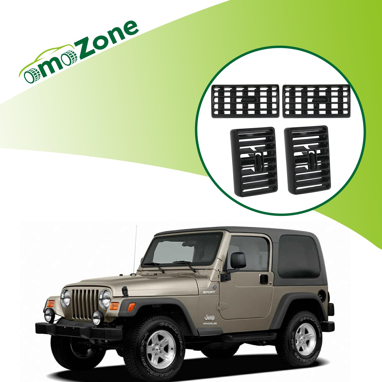 omoZone AC heater louvers outlet improves air distribution in Jeep Wrangler TJ