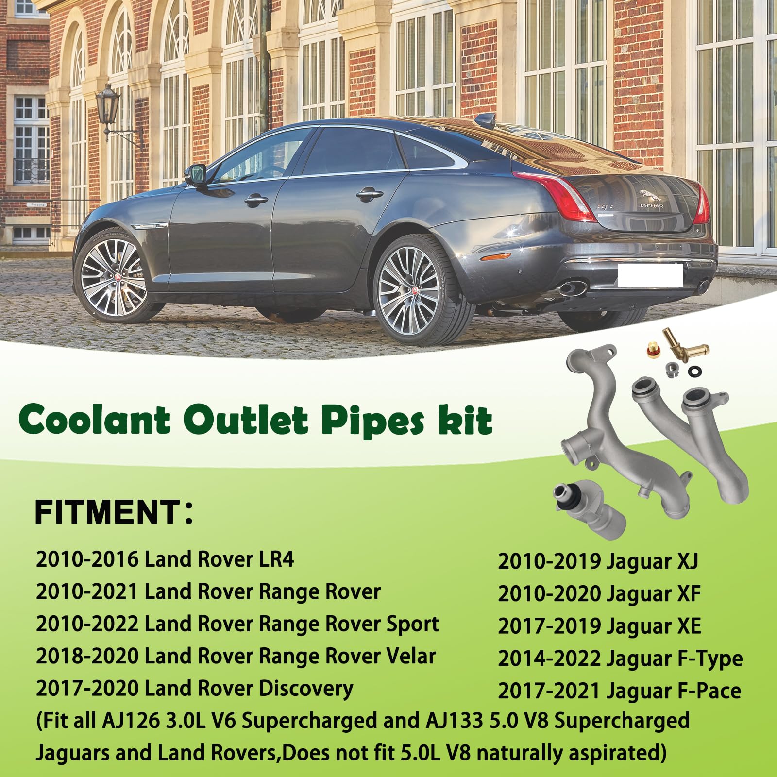 omoZone coolant outlet pipe kit side profile, compact design for easy installation.