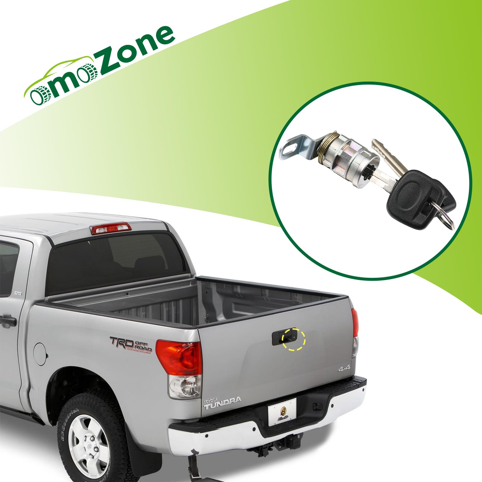 omoZone tailgate lock cylinder installed shows direct compatibility and simple replacement