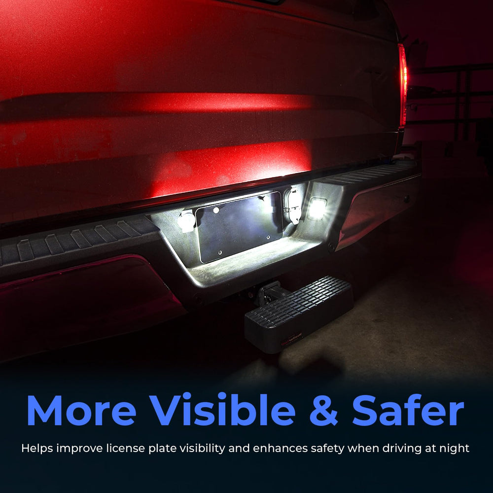 Omrisy 6000K white license plate light for F-150 enhances rear illumination.