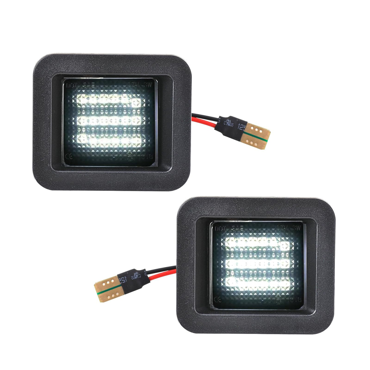Omrisy LED license plate light pair for Ford F-150 with improved rear visibility.