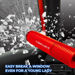 Omrisy window breaker tool demonstrates glass-breaking head