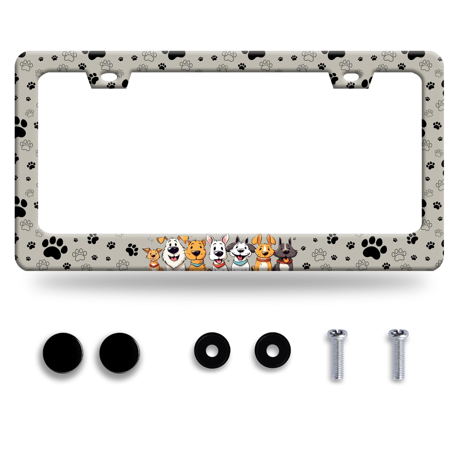Omw2fyb paw prints license frame enhances vehicle style and personalization