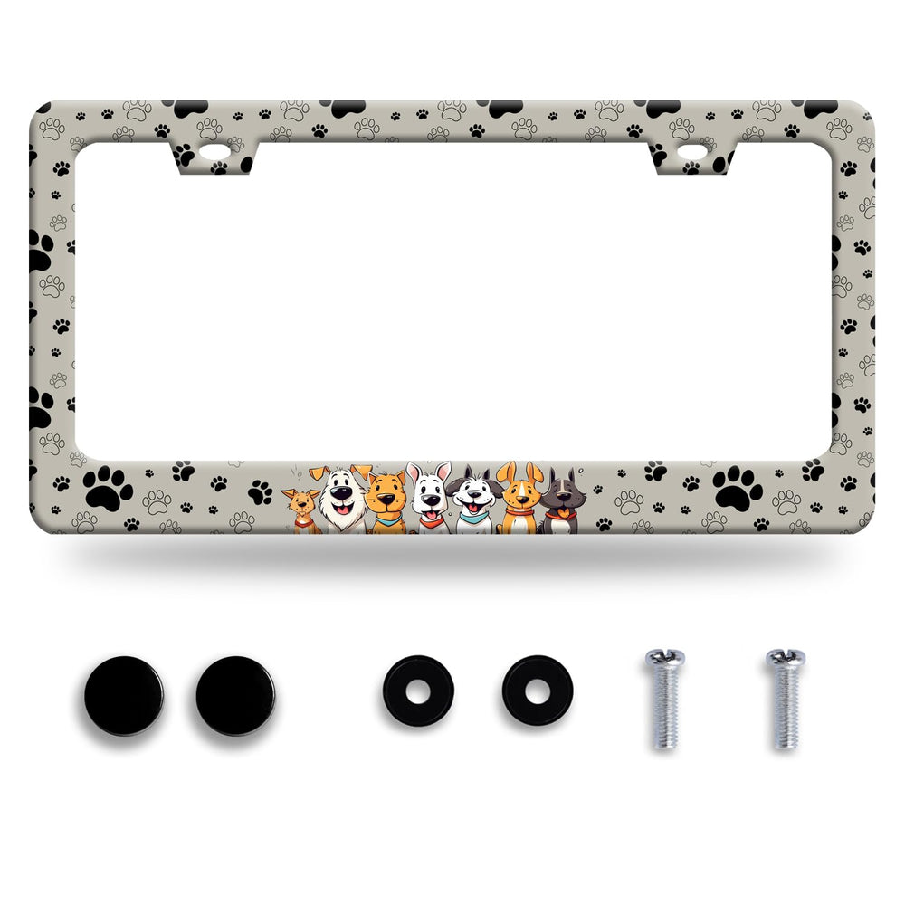 Omw2fyb paw prints license frame enhances vehicle style and personalization