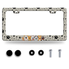 Omw2fyb paw prints license frame enhances vehicle style and personalization