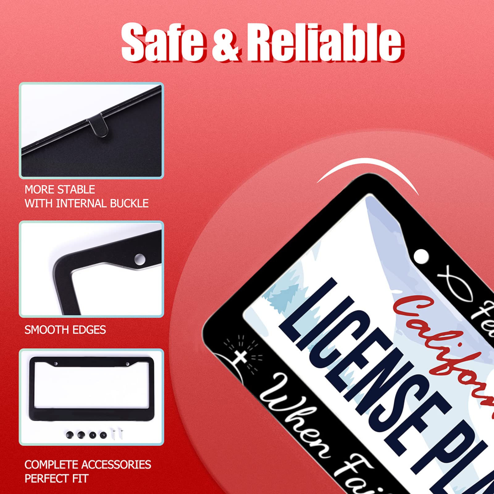 Omw2fyb license plate frame back view showing sturdy construction and secure fit