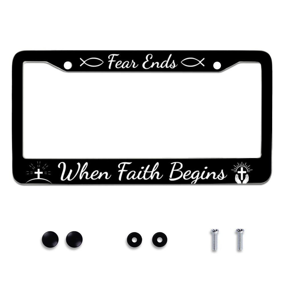 Omw2fyb license plate frame front view with sleek stainless steel finish for a modern car look