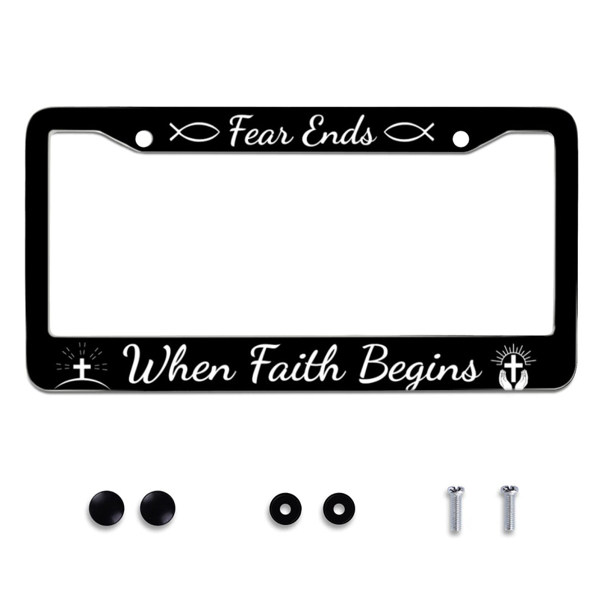 Omw2fyb license plate frame front view with sleek stainless steel finish for a modern car look