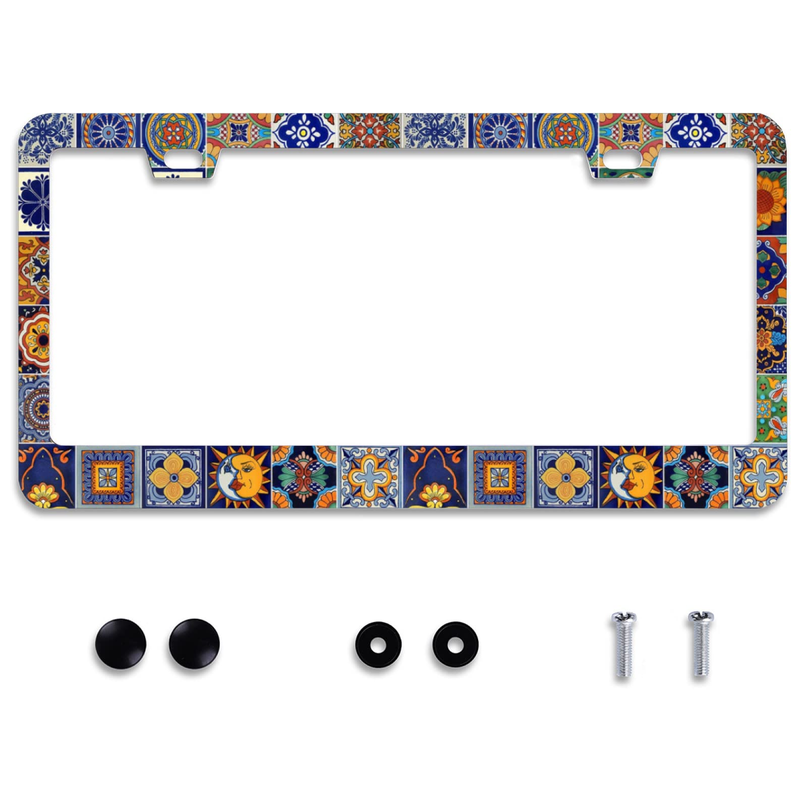 Omw2fyb mandala boho license frame enhances car style with a decorative metal frame