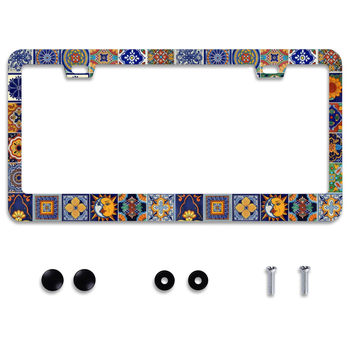 Omw2fyb mandala boho license frame enhances car style with a decorative metal frame