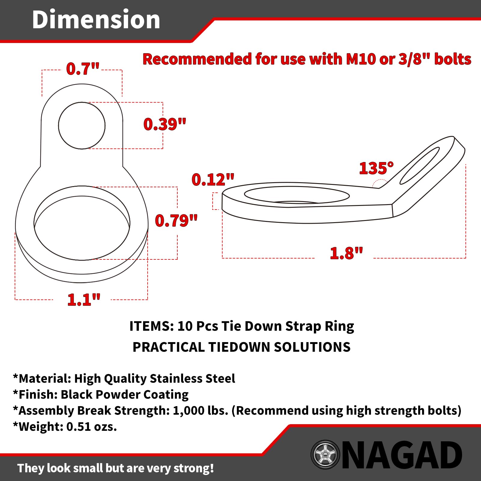ONAGAD 10-pack mounting setup image demonstrates easy installation and versatile attachment options.
