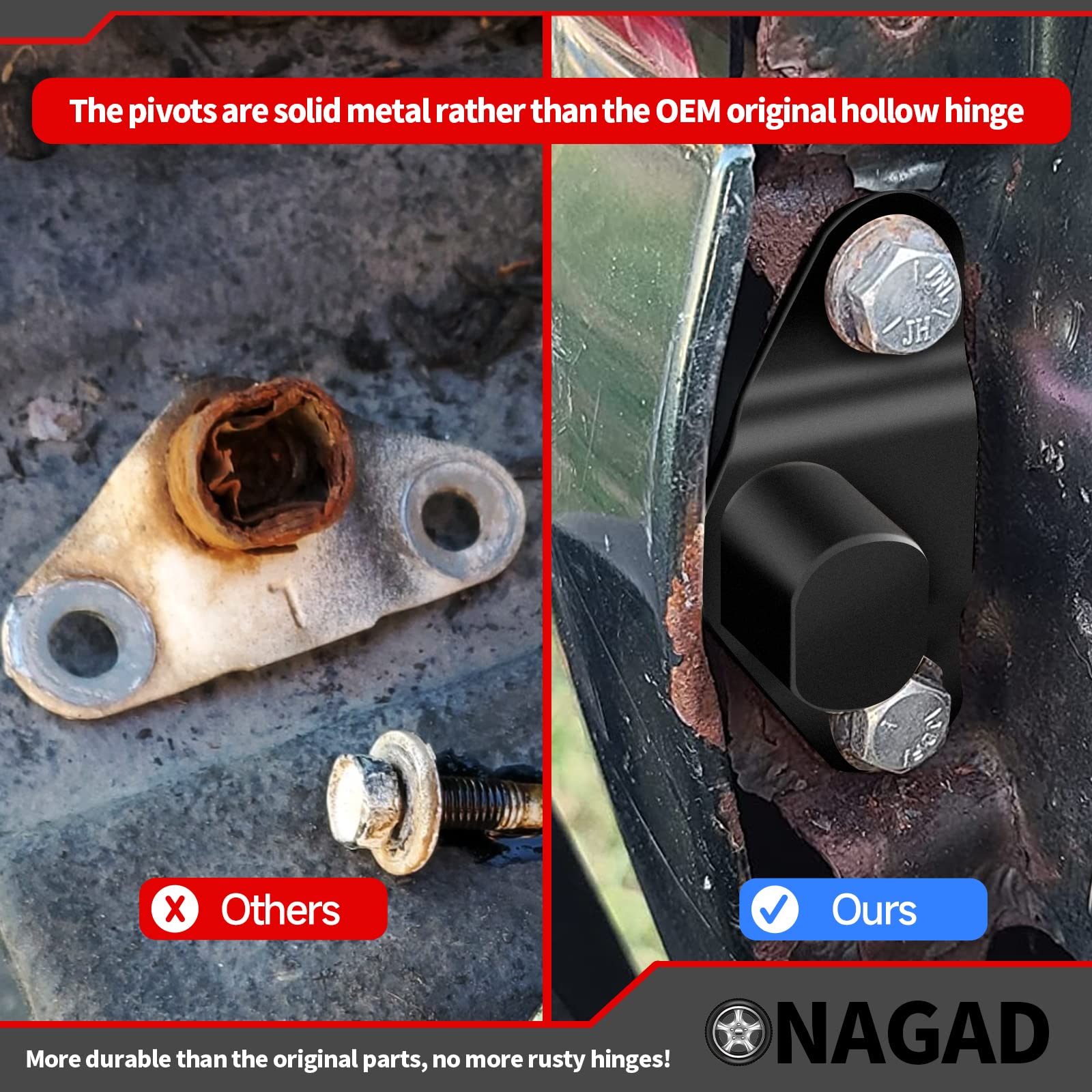 ONAGAD Tailgate Hinge Kit easy-install design for DIY fixing.