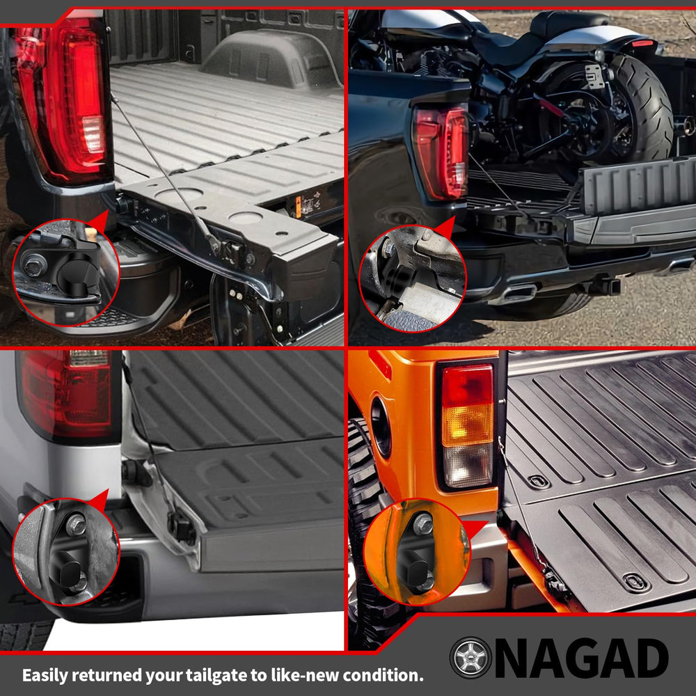 ONAGAD Tailgate Hinge Kit installed on a vehicle to restore function.