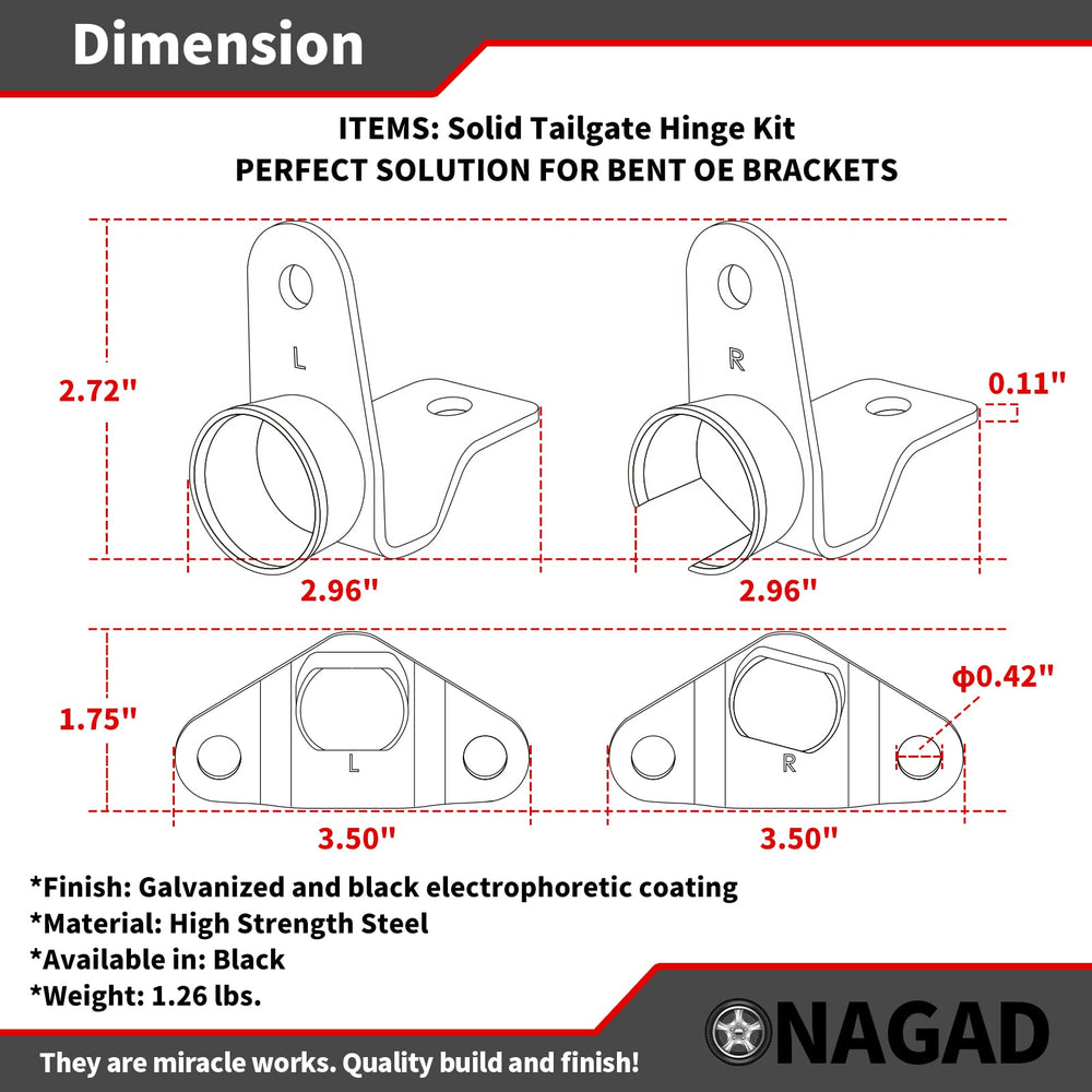 ONAGAD Tailgate Hinge Kit fits Chevy Silverado and GMC Sierra models.