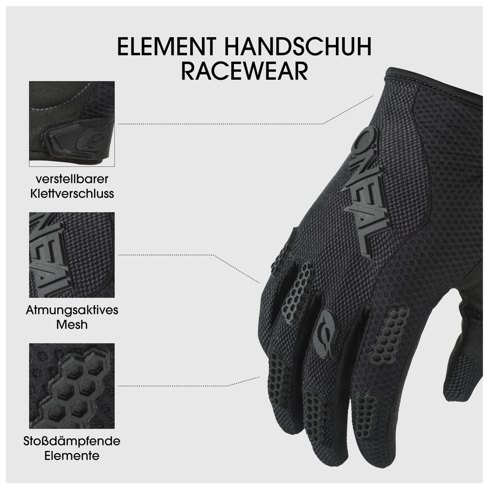 O'NEAL Element Glove featuring TPR strips for debris protection