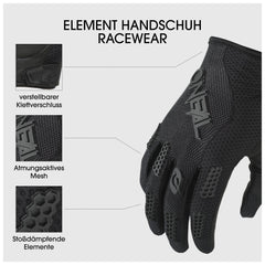 O'NEAL Element Glove featuring TPR strips for debris protection