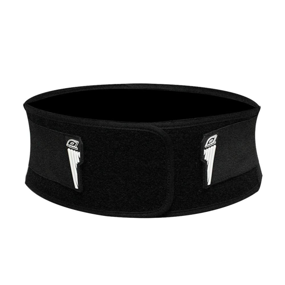 Close-up of Velcro straps on O'NEAL Element Kidney Belt showing adjustable fit for multiple waist sizes