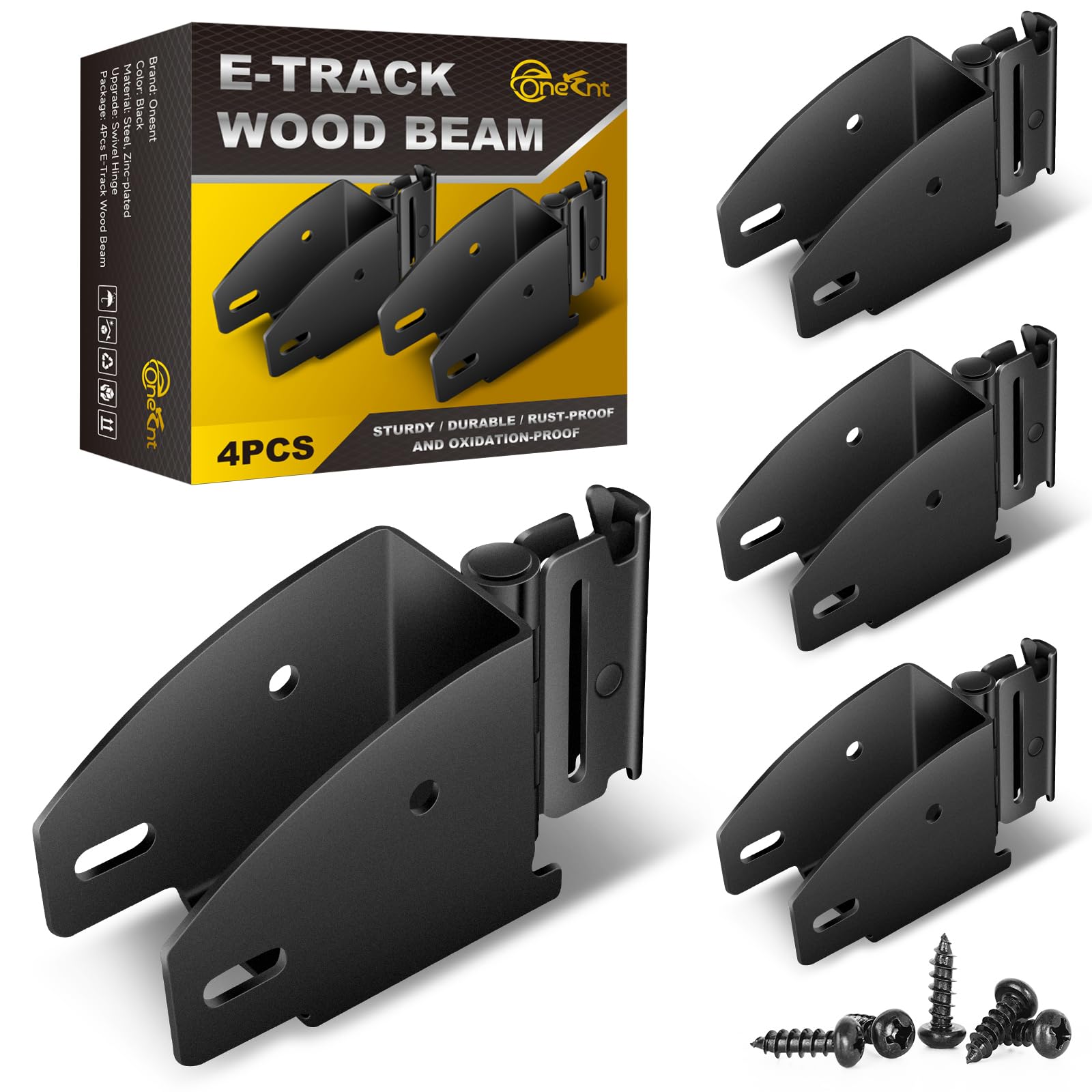 Onesnt 4-pack e-track swivel beam end socket closeup highlights durable zinc-coated steel for rugged trailer use