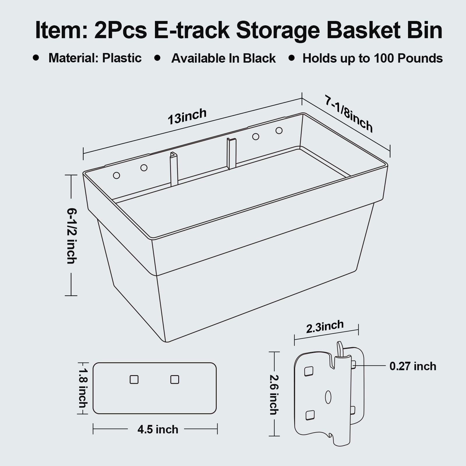 Onesnt E-Track basket side mount demonstrates secure, modular tool storage.