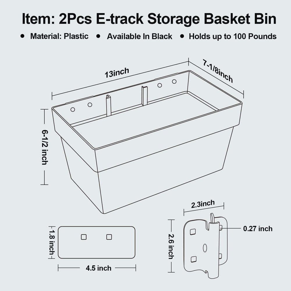Onesnt E-Track basket side mount demonstrates secure, modular tool storage.