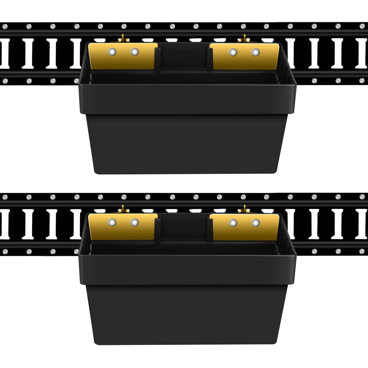 Onesnt E-Track basket top view for organized trailer storage.