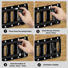 Onesnt e-track lever insertion enables quick, repeatable setups.