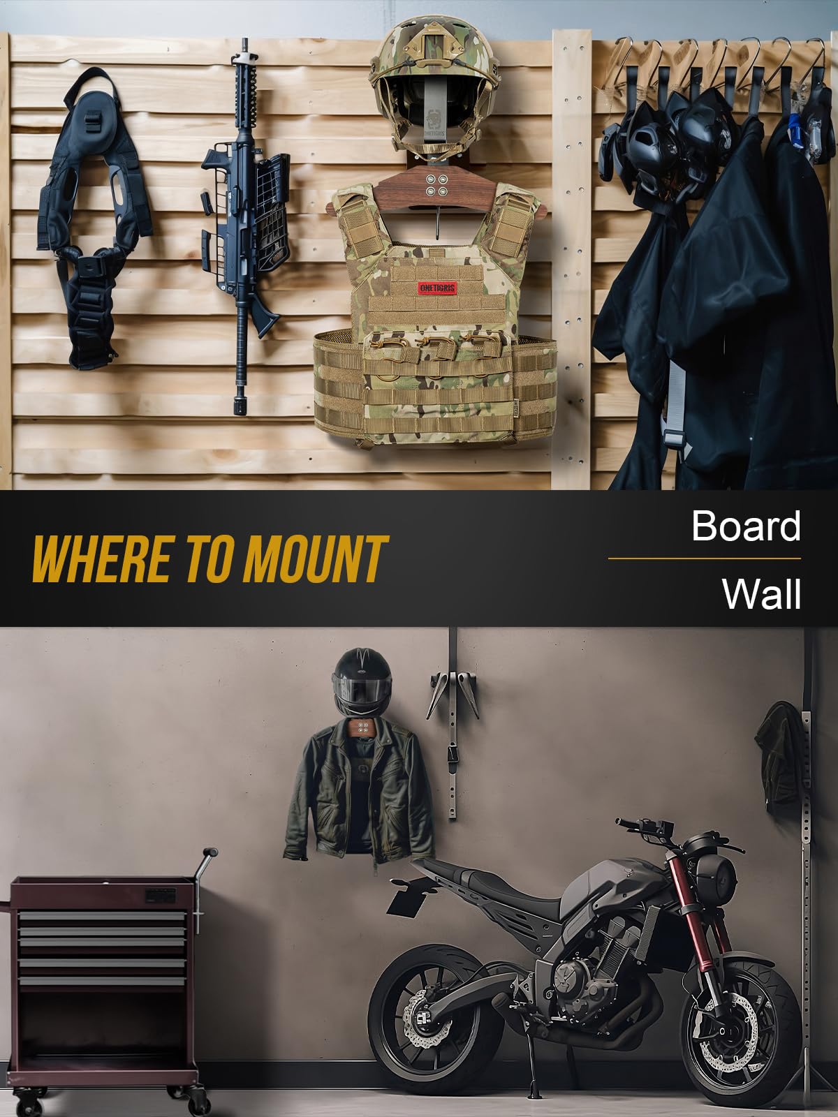 ONETIGRIS belt-wall-rack organizes belts with easy access.
