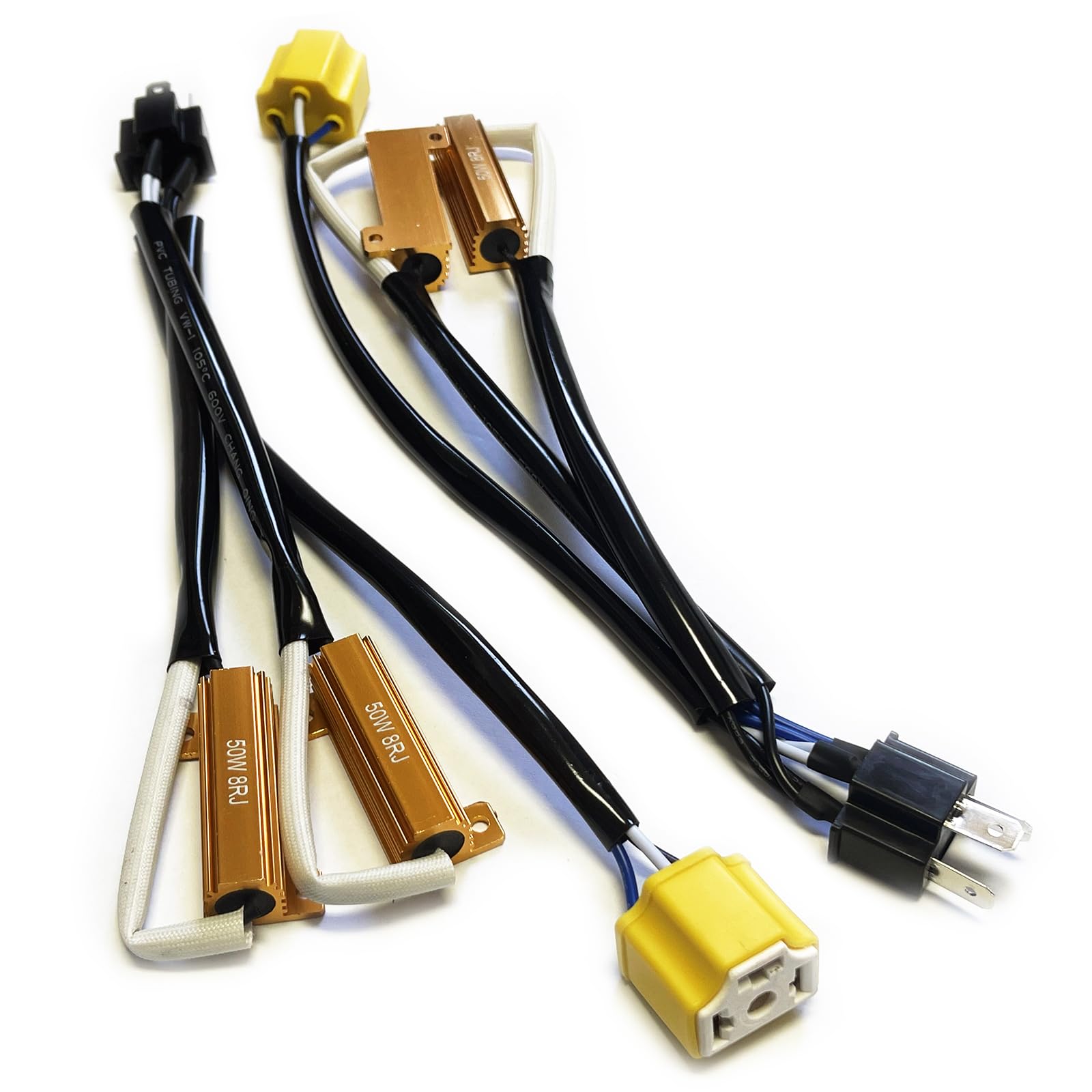 O-NEX H4 resistor kit closeup shows durable components for stable LED headlights.