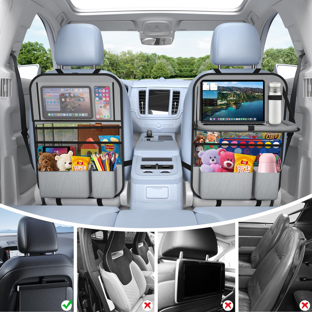 Oneyus backseat organizer includes nine pockets to organize devices and books.