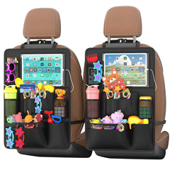 Oneyus backseat organizer with touchscreen opening keeps tablets within reach for kids
