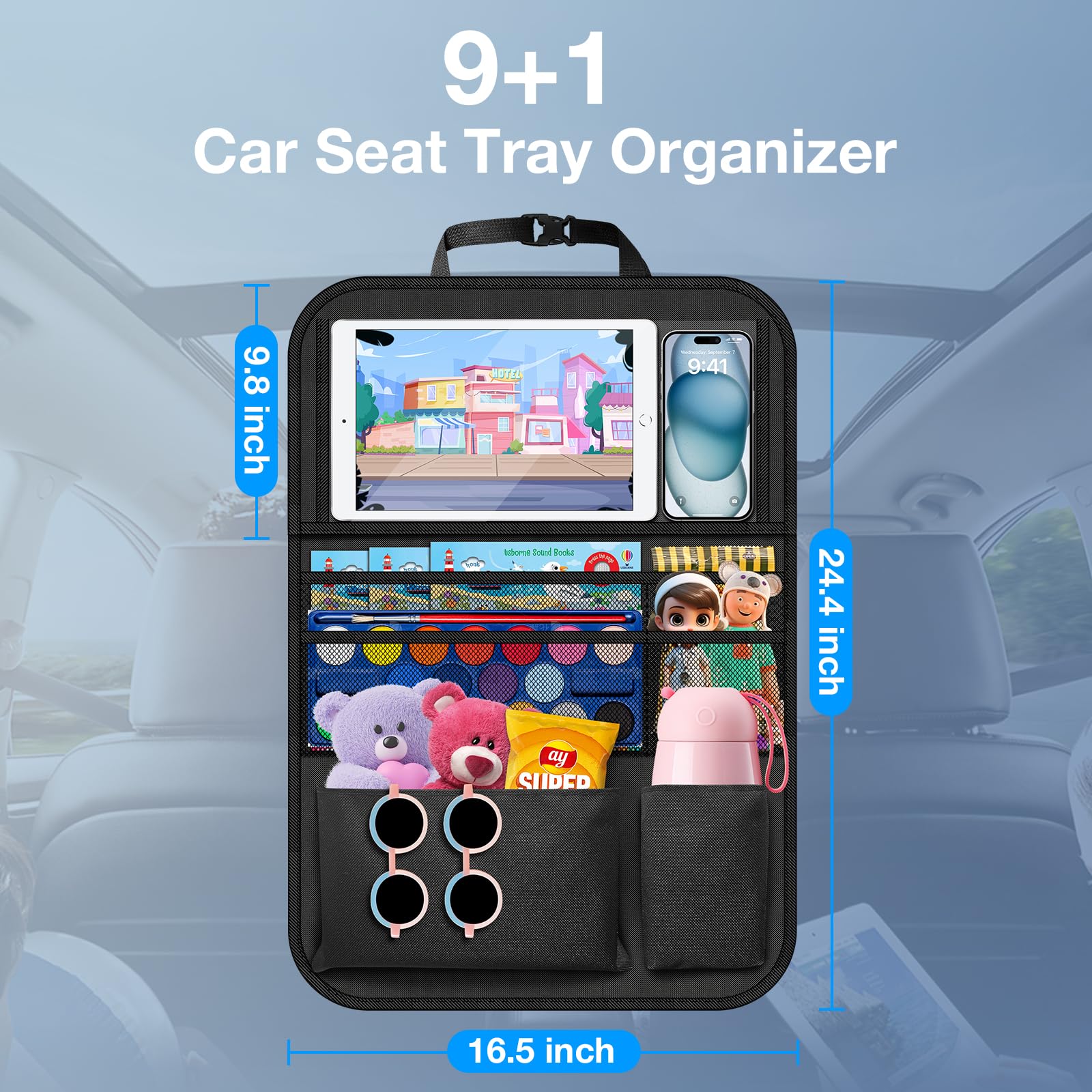 Oneyus nine-pocket design keeps the car tidy and organized.