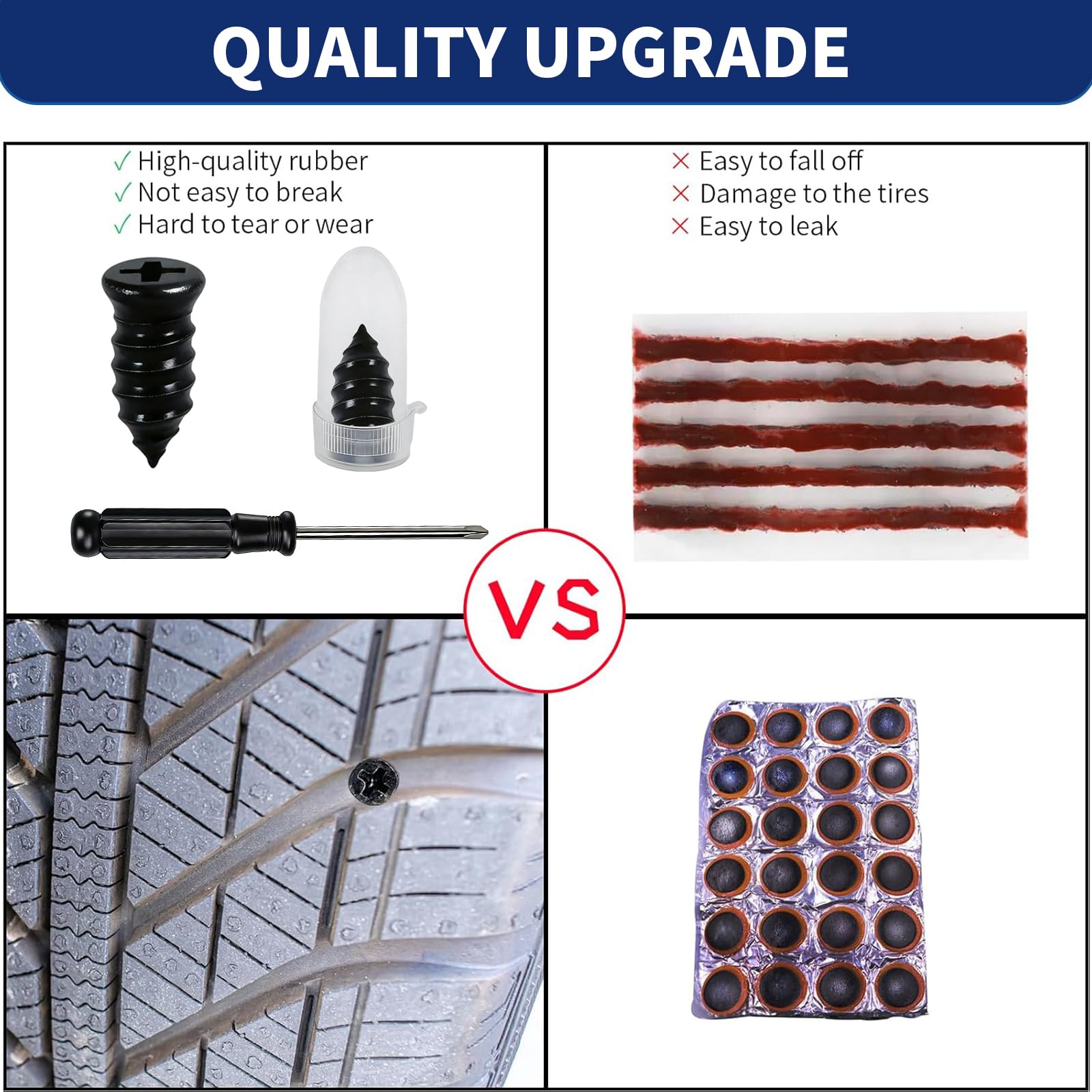 Onfunlee Tire Plugs Kit easy-install screw-in design saves time.