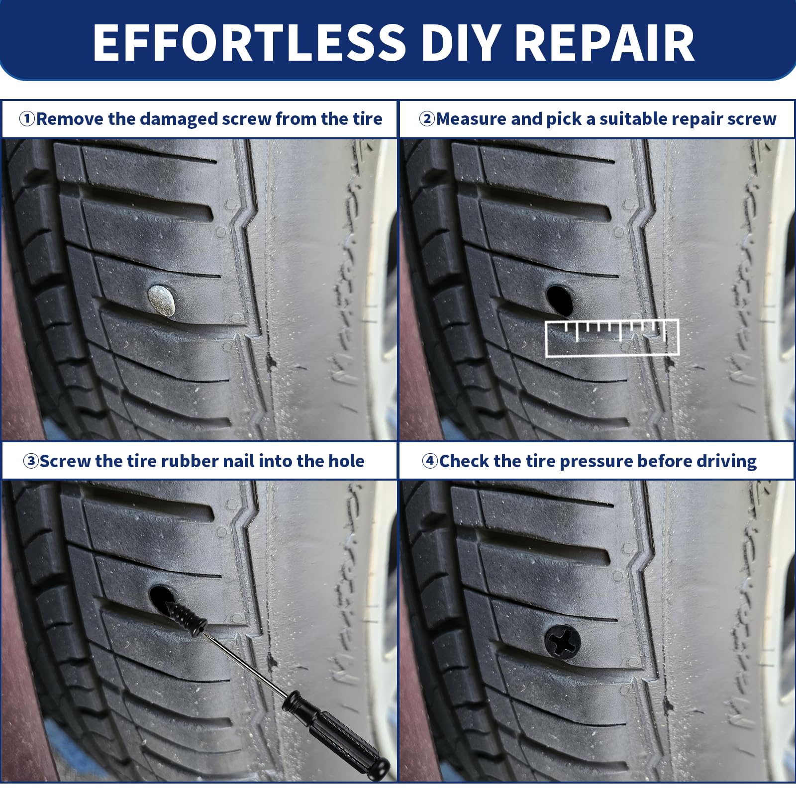 Onfunlee Tire Plugs Kit universal compatibility with most tubeless tires.