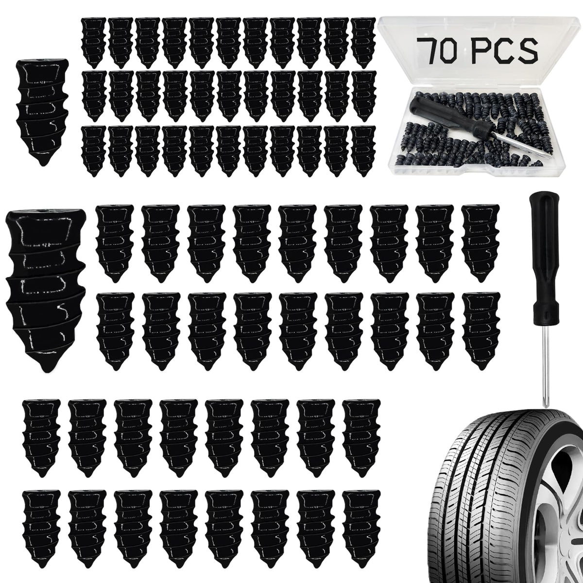 Onfunlee tire repair nails kit in box for quick roadside fixes