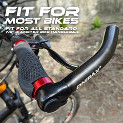 ONIPAX ergonomic bar ends improve stability and control on rough trails.