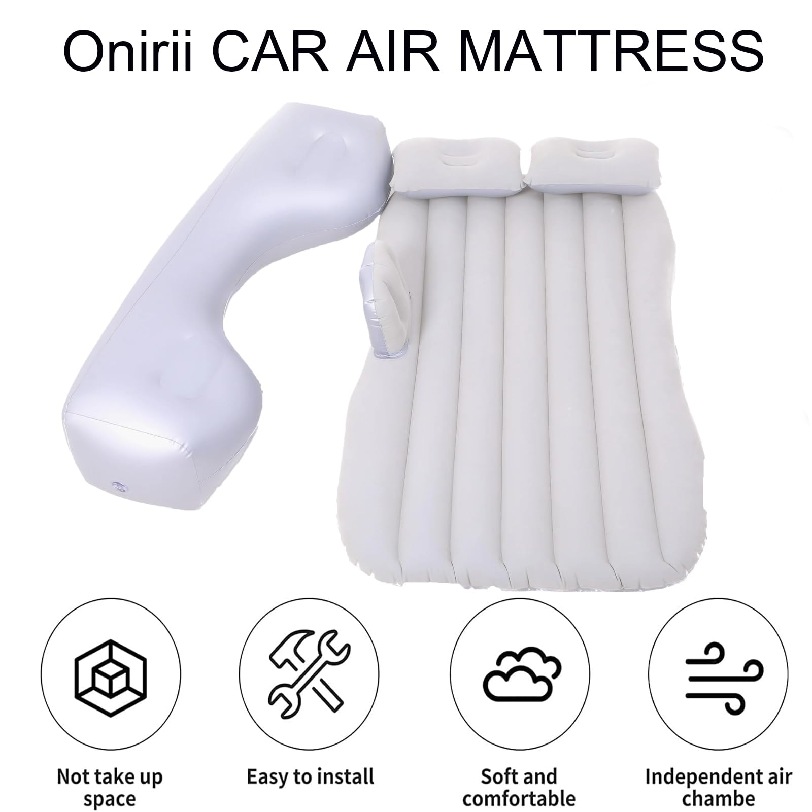 Onirii air pump 12V DC enables quick inflation in-vehicle.