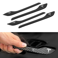 ONKENTET Tesla door handle cover in carbon fiber front view enhances rugged styling and protection