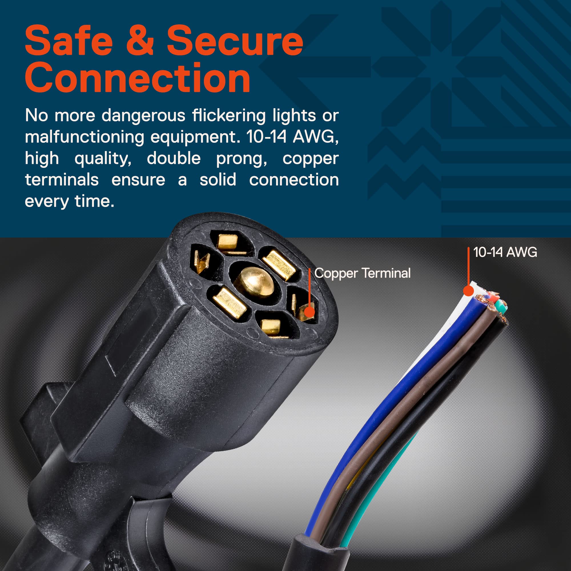 True Mods 10-14AWG copper terminals provide durable trailer wiring.