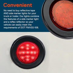 True Mods 2.5in red round marker functions as reflector and clearance light.