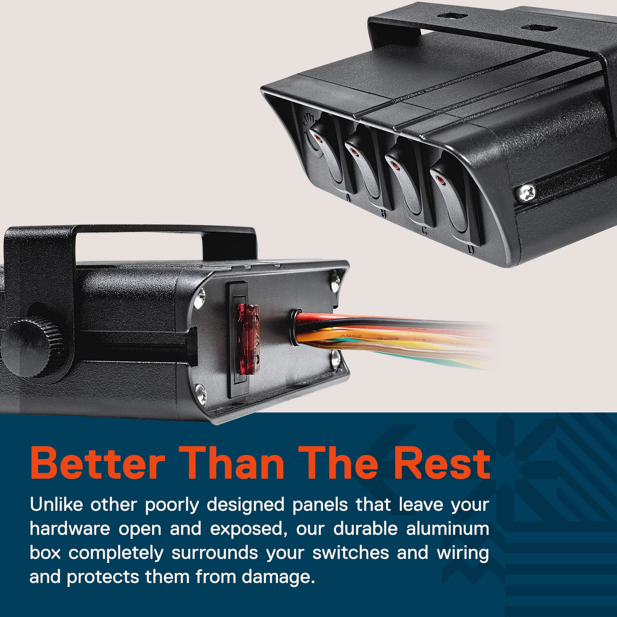 Online LED Store True Mods dash-mount switch box demonstrates compact design for tight spaces