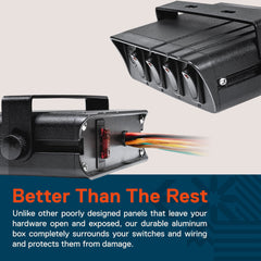 Online LED Store True Mods dash-mount switch box demonstrates compact design for tight spaces