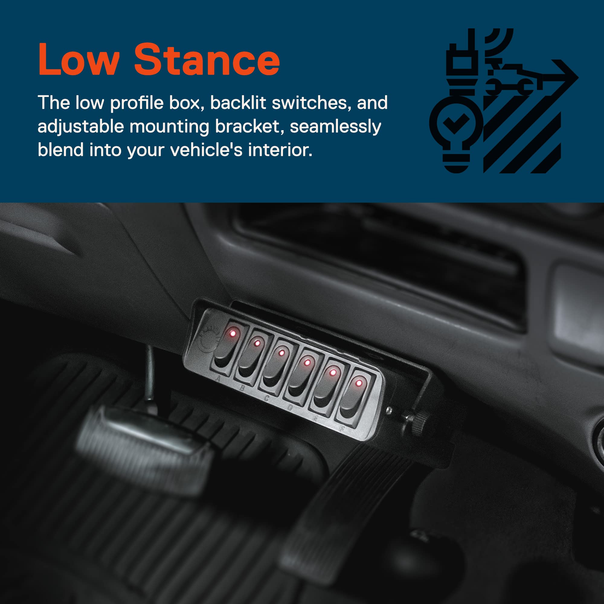 ONLINE LED STORE True Mods 6-Gang switch box in-dash install-ready design