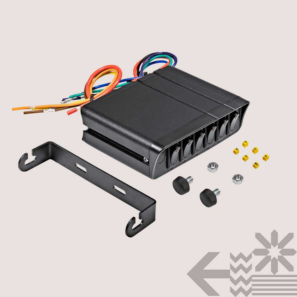 ONLINE LED STORE True Mods 6-Gang switch box labeled controls aid quick identification