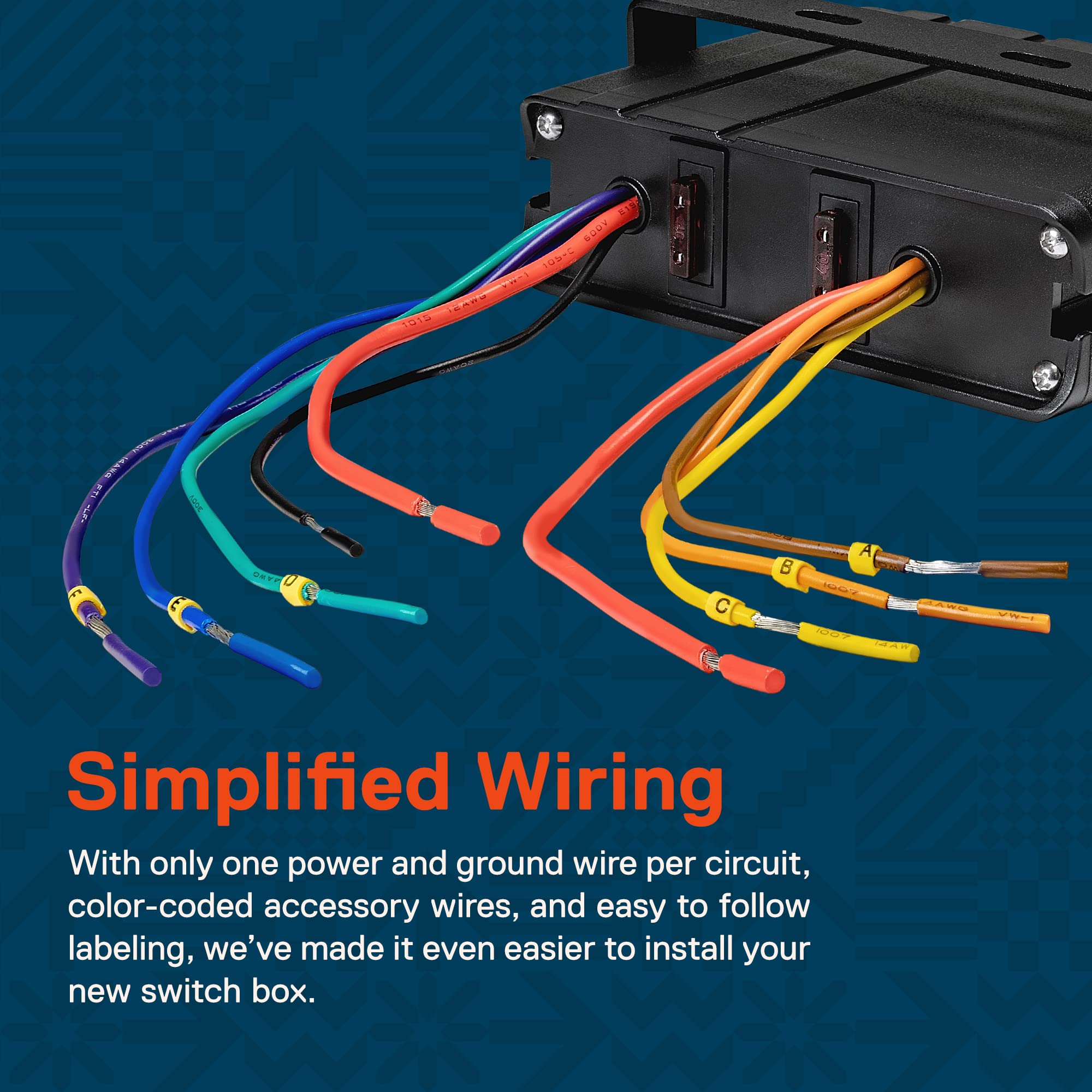 ONLINE LED STORE True Mods 6-Gang switch box top labeling demonstrates clear circuit mapping