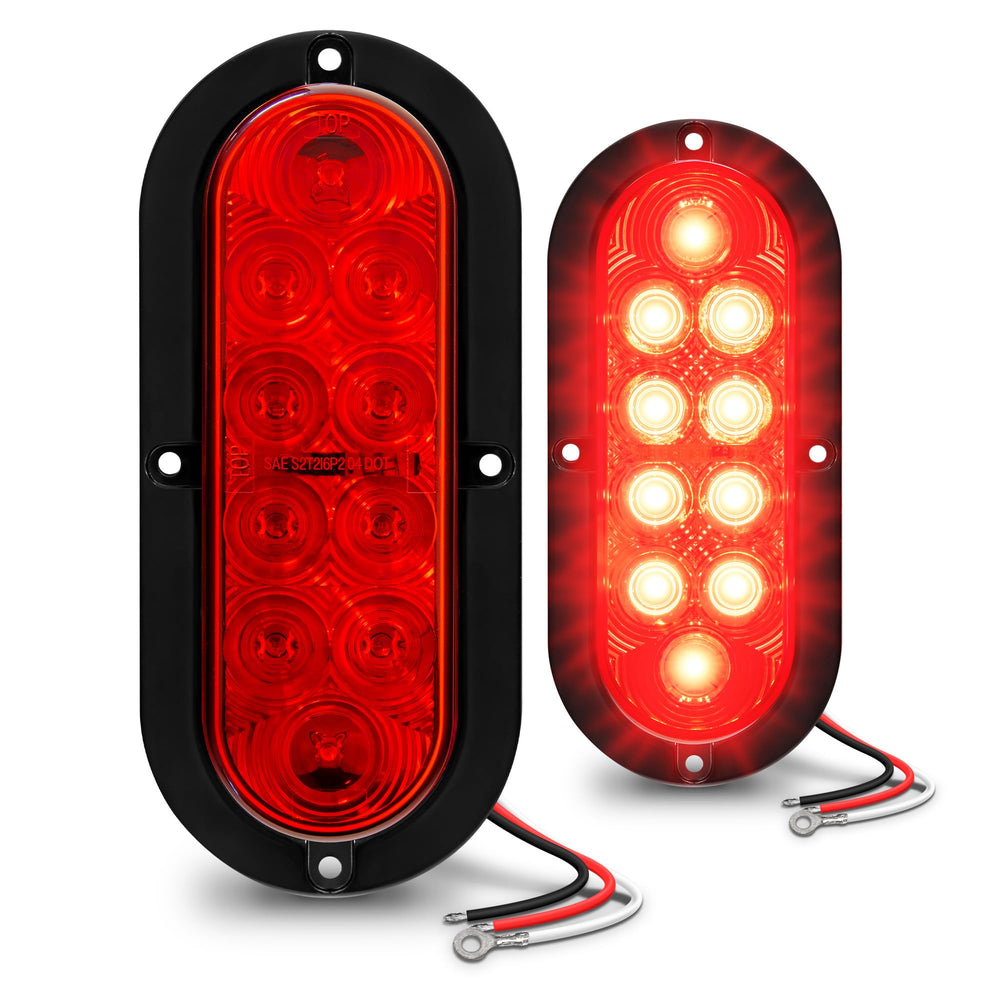 TRUE MODS 6in red oval tail light kit front view for enhanced trailer visibility
