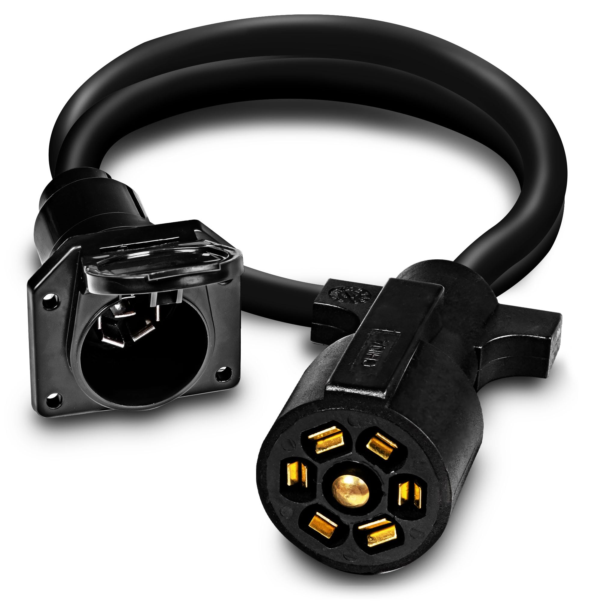 ONLINE LED STORE True Mods 7-pin trailer cord extension for easy fifth-wheel hookup.