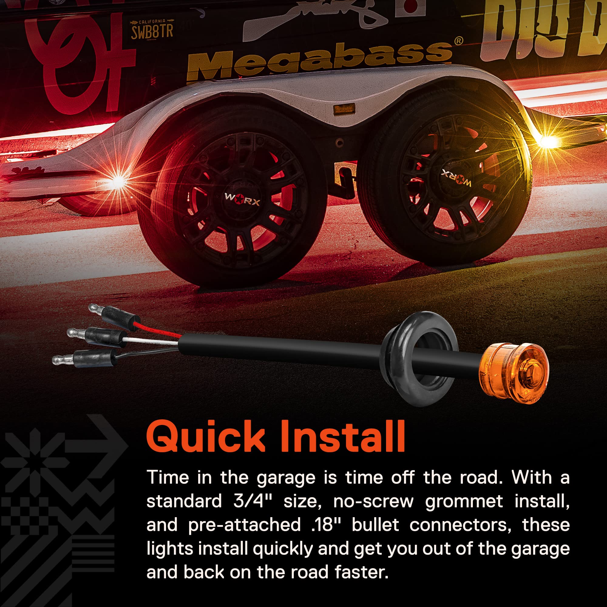 3/4-inch True Mods marker light with no-screw grommets for quick install.